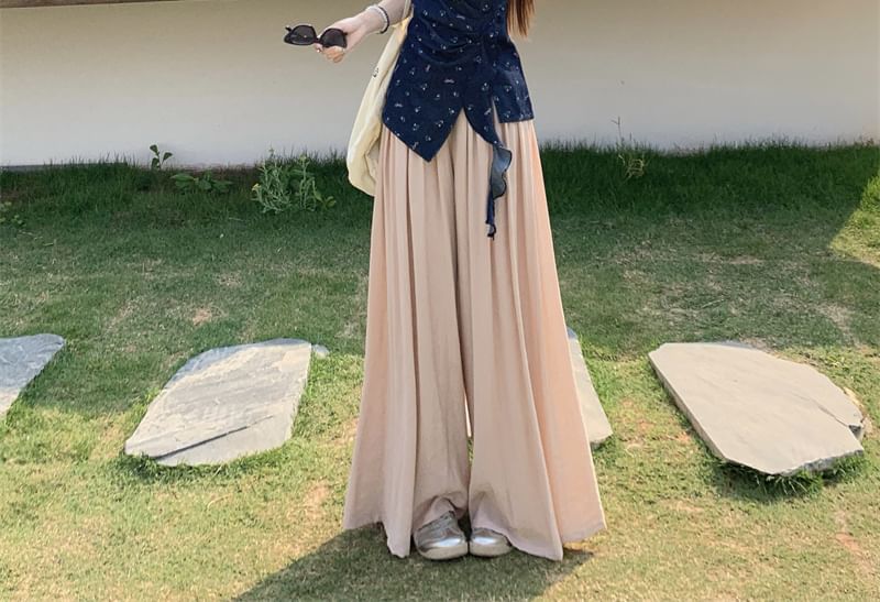 Pants Plain Floral / Rise Leg High Asymmetrical Tank Wide Top FashionChic