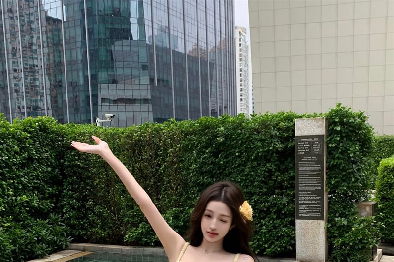 Camisole Plain Top Ruffled Leg Crop / Waist Mid Wide Shirred Pants FashionChic