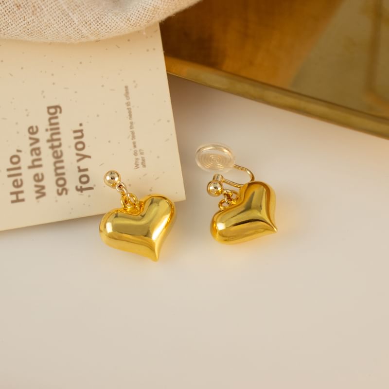 / Clip-On Drop Earring Heart FashionChic