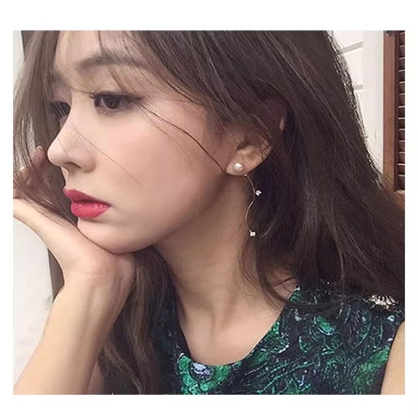 / Cuff Alloy Designs) Faux Ear Pearl (Various Rhinestone Dangle Earring FashionChic