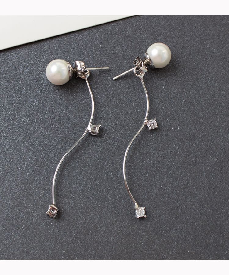 / Cuff Alloy Designs) Faux Ear Pearl (Various Rhinestone Dangle Earring FashionChic