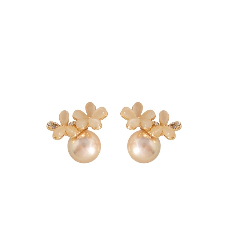 / Cuff Stone Faux (Various Earring Floral Designs) Stud Cat Pearl Ear Eye Alloy FashionChic
