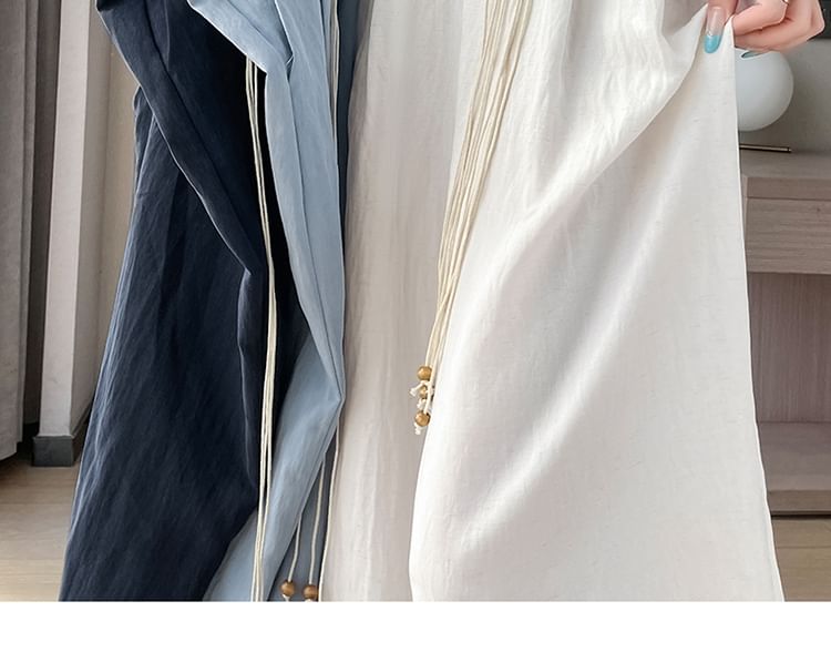 (Various Waist Plain Designs) Wide Pants Leg High FashionChic