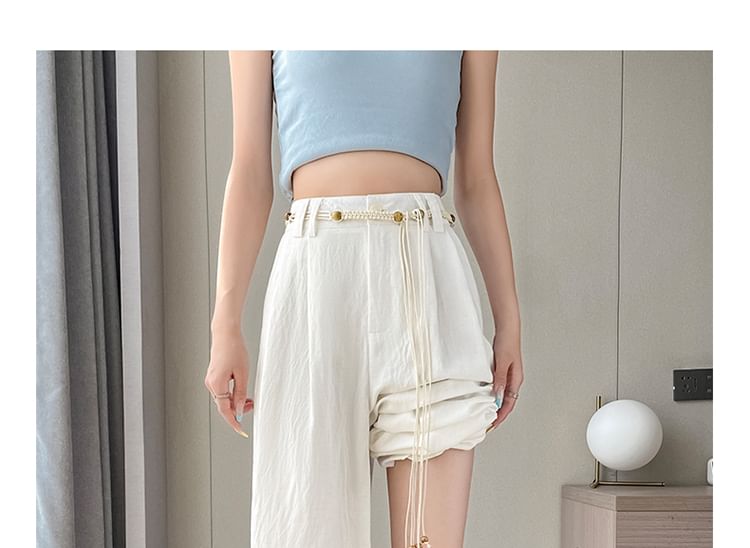 (Various Waist Plain Designs) Wide Pants Leg High FashionChic