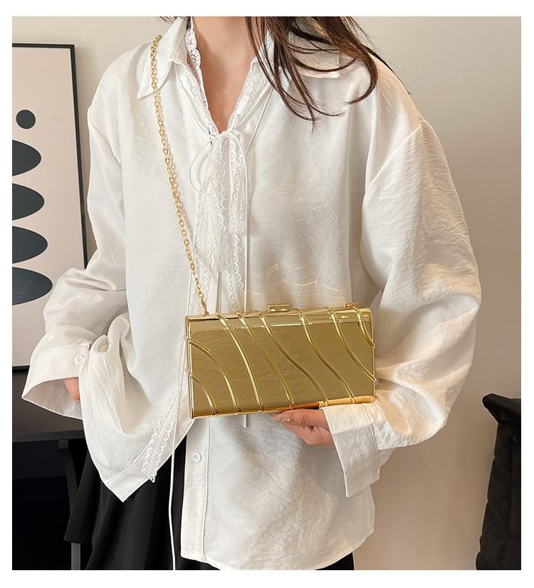 Strap Textured Chain Bag Crossbody FashionChic