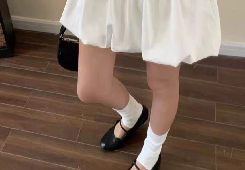 + High Set: A-Line Belt Hem Mini Plain Skirt Rise Bubble FashionChic