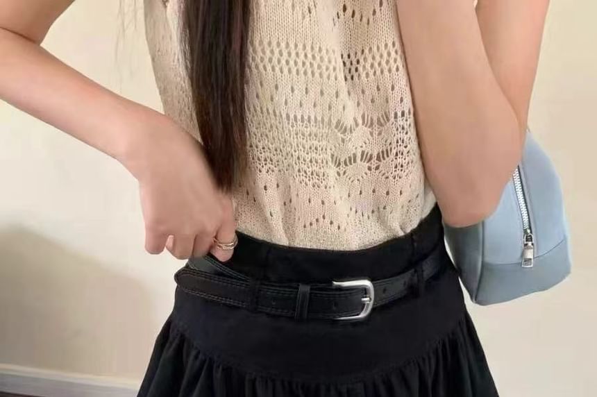 + High Set: A-Line Belt Hem Mini Plain Skirt Rise Bubble FashionChic