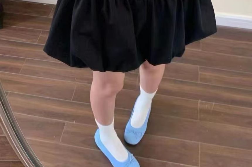 + High Set: A-Line Belt Hem Mini Plain Skirt Rise Bubble FashionChic