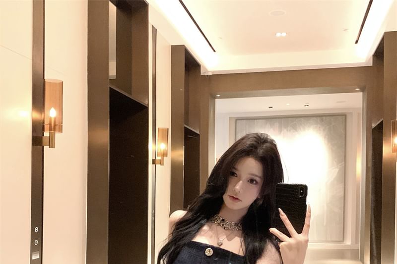 Fit Top Button Bootcut Plain Pants Floral / Camisole Slim Lace FashionChic