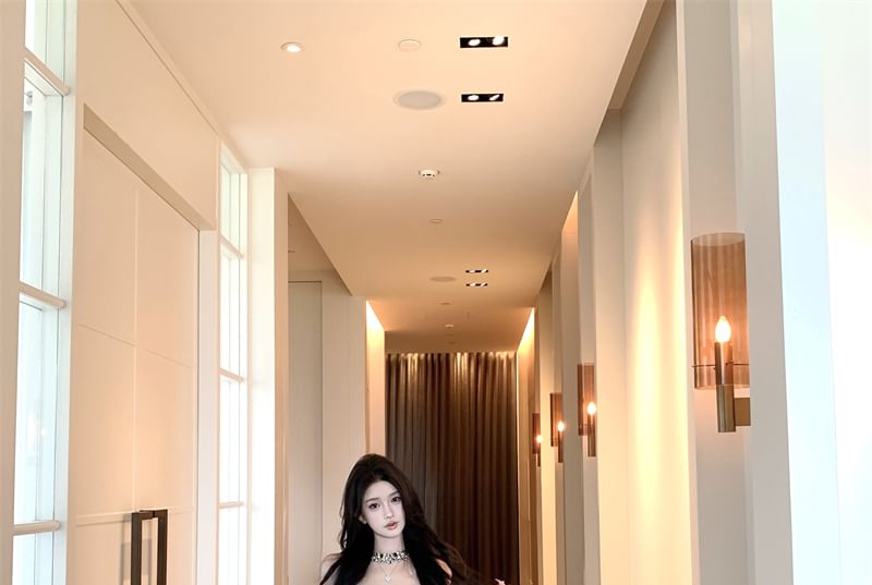 Fit Top Button Bootcut Plain Pants Floral / Camisole Slim Lace FashionChic