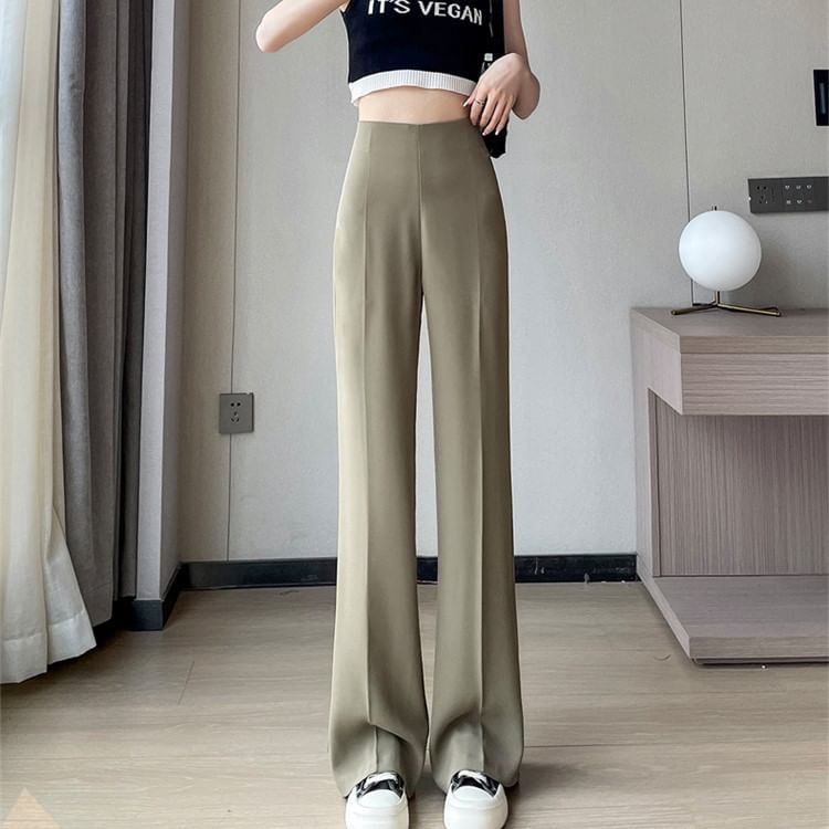 Designs) Straight High Leg Waist Dress Plain (Various Pants FashionChic