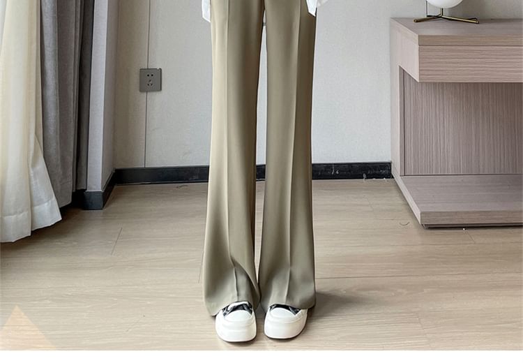 Designs) Straight High Leg Waist Dress Plain (Various Pants FashionChic