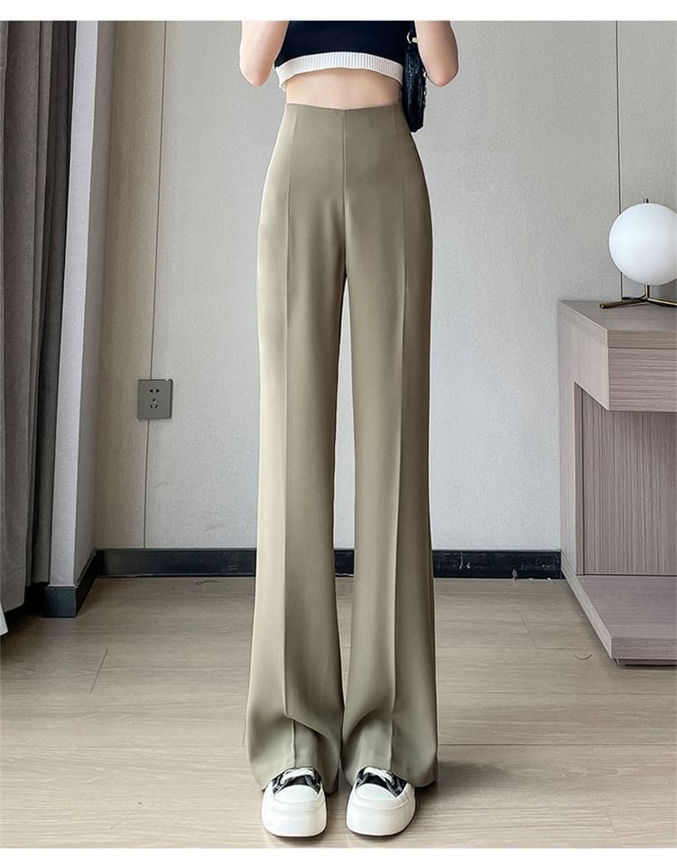 Designs) Straight High Leg Waist Dress Plain (Various Pants FashionChic