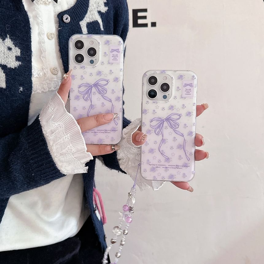 / Bow Strap Phone Case Print Set FashionChic