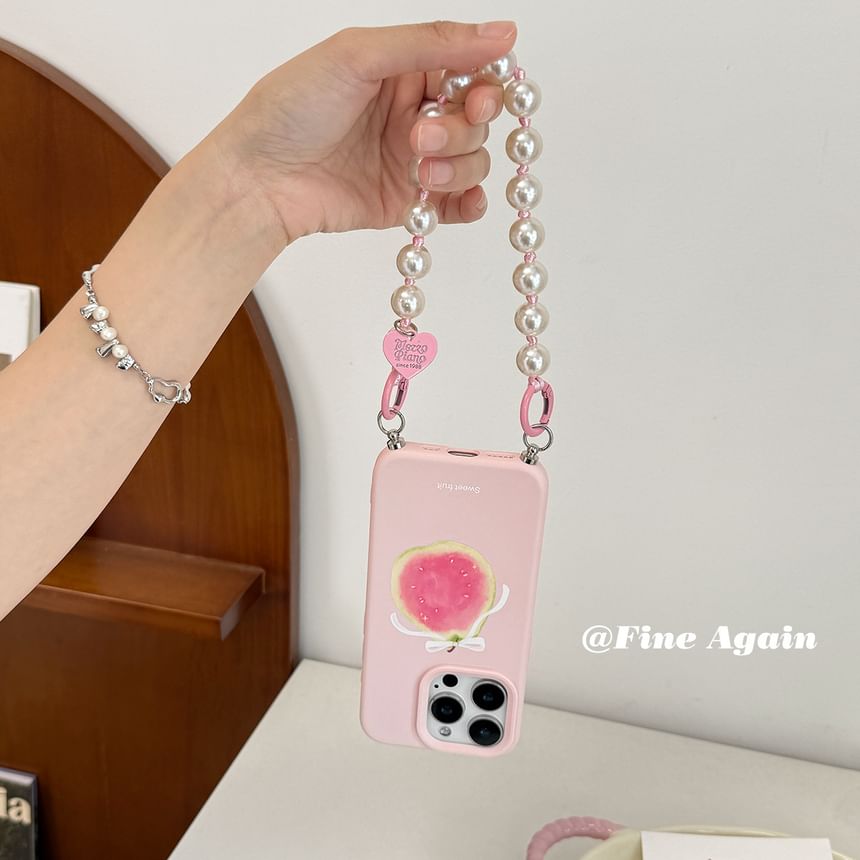 / Bead Set Strap Phone Case Printed FashionChic