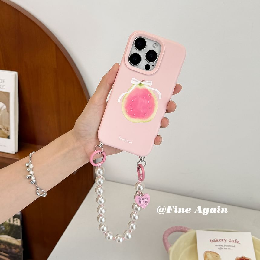 / Bead Set Strap Phone Case Printed FashionChic