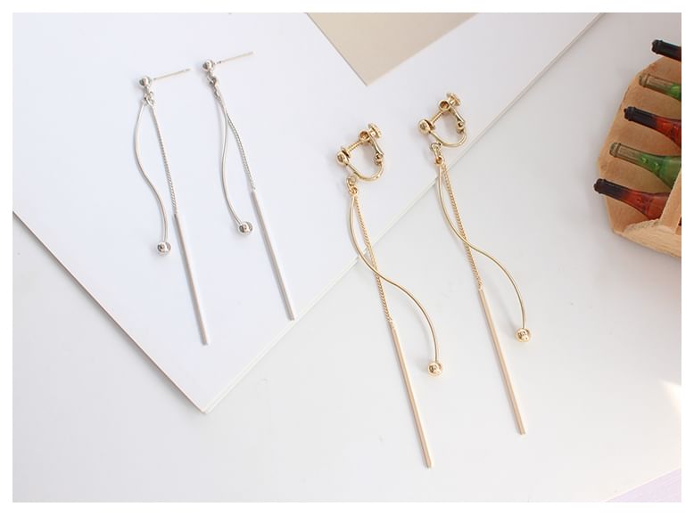 / Clip-On Dangle Earring Bead Bar FashionChic