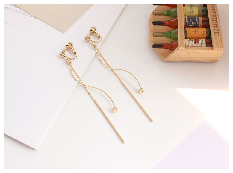 / Clip-On Dangle Earring Bead Bar FashionChic