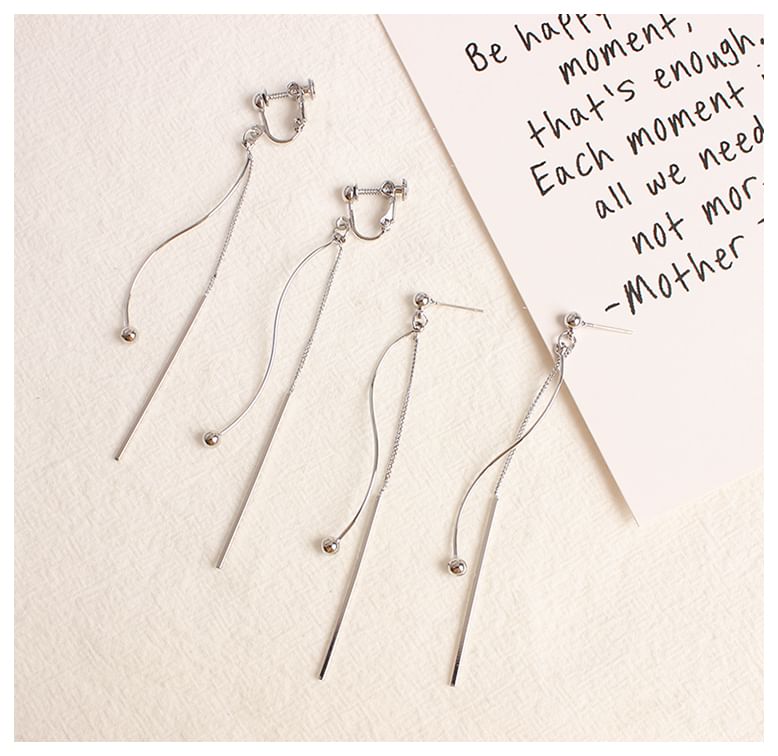 / Clip-On Dangle Earring Bead Bar FashionChic