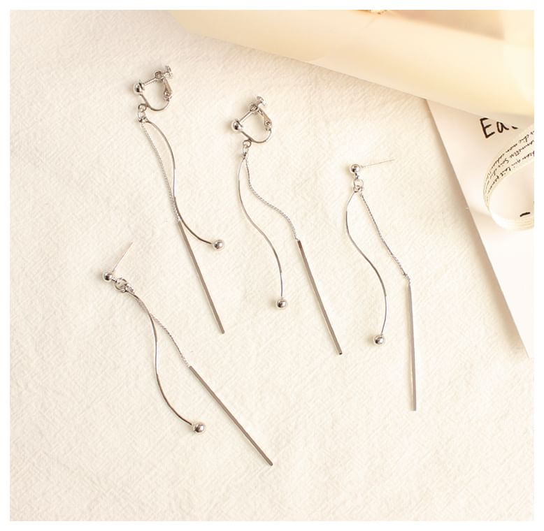 / Clip-On Dangle Earring Bead Bar FashionChic
