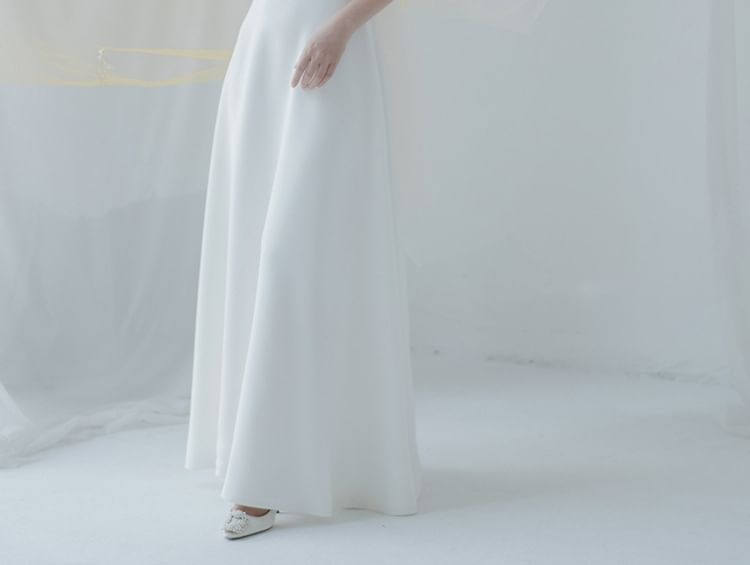 Strap Wedding A-Line Gown Mesh FashionChic