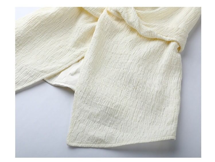 Plain Top Tank Slit Wide Rise / Pants Knot Leg High V-Neck FashionChic