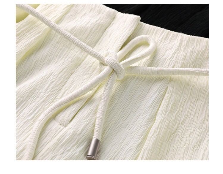 Plain Top Tank Slit Wide Rise / Pants Knot Leg High V-Neck FashionChic