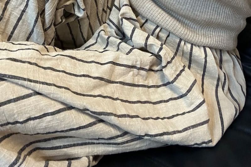 Plain High Striped Waist Wide Pants Leg FashionChic