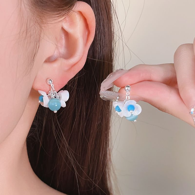 / Beaded Drop Earring Necklace Floral FashionChic