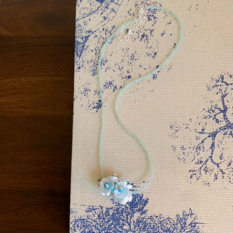 / Beaded Drop Earring Necklace Floral FashionChic