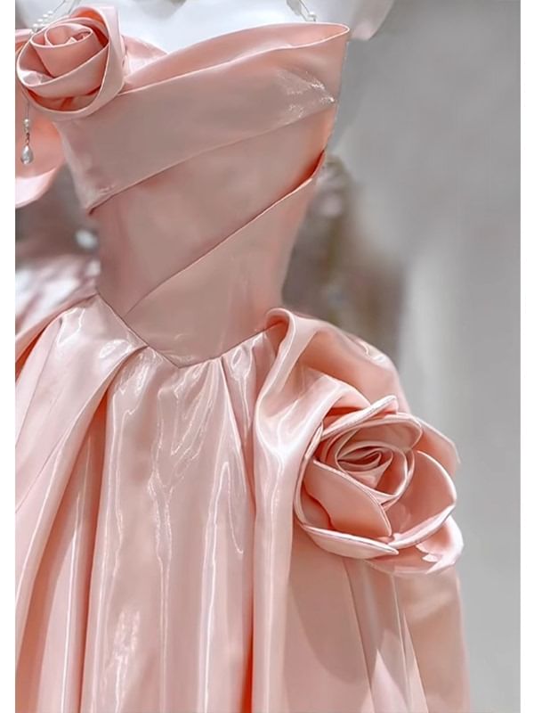 Strapless Ball Plain Gown Detail Flower Wedding FashionChic