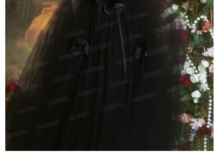 Strapless Gown Detail A-Line Flower Plain Evening FashionChic