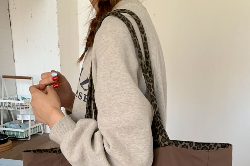 Panel Tote Print Bag Leopard FashionChic