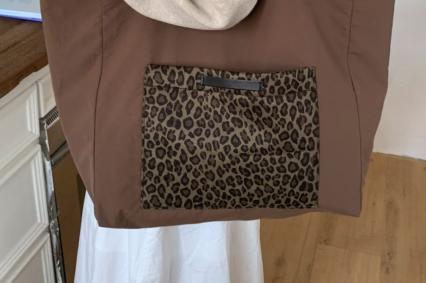 Panel Tote Print Bag Leopard FashionChic