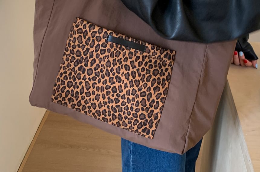 Panel Tote Print Bag Leopard FashionChic