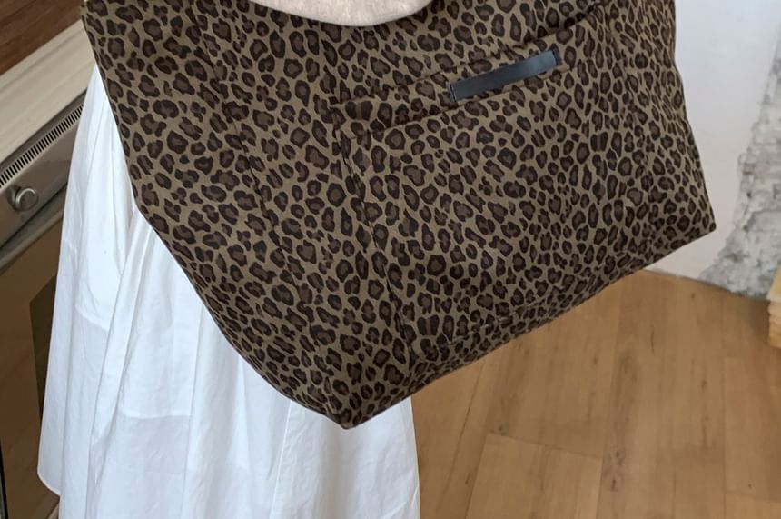 Panel Tote Print Bag Leopard FashionChic