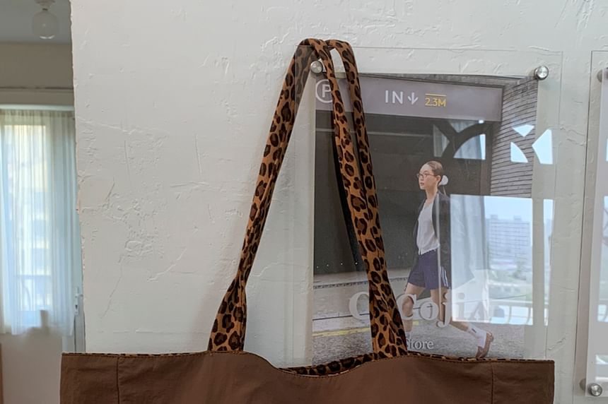 Panel Tote Print Bag Leopard FashionChic