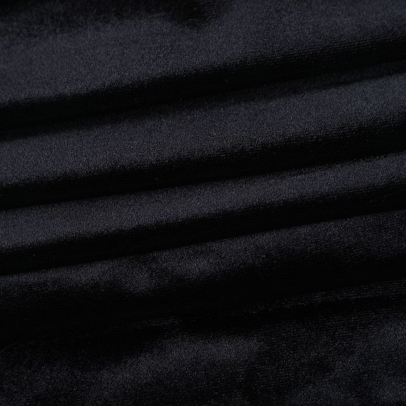 High Waist Lace Ruffle Velvet Shirred Midi Mermaid Skirt FashionChic