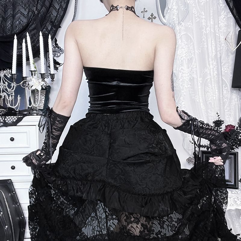 Strapless Lace Panel Bustier Top FashionChic