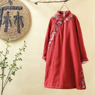 Embroidered Chinese Frog Button Padded Coat SpreePicky