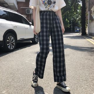 Plaid Straight Leg Pants SpreePicky