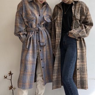 Plaid Long Jacket mySite