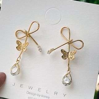 Bow Rhinestone Alloy Earring Egirldoll