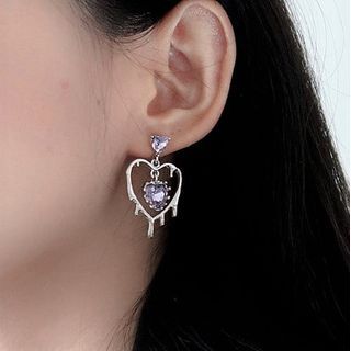 Rhinestone Heart Drop Earring SpreePicky