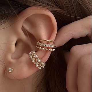 Rhinestone Faux Pearl Layered Alloy Cuff Earring (various designs) SpreePicky