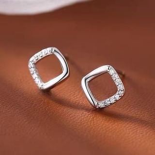 Square Rhinestone Alloy Stud Earring SpreePicky