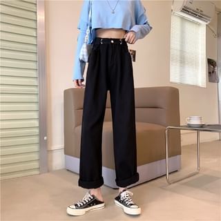 High Waist Washed Loose Fit Jeans SpreePicky