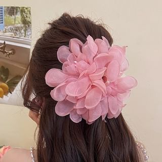 Floral Fabric Faux Pearl Hair Clamp SpreePicky