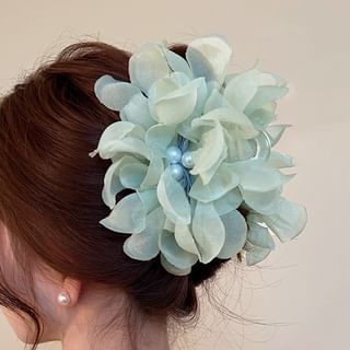 Floral Fabric Faux Pearl Hair Clamp SpreePicky