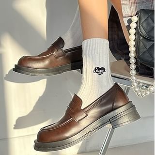 Platform Plain Faux Leather Penny Loafers mySite